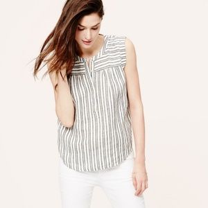Loft Striped Linen Top, XXS Petite